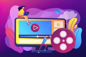 Illustration showing a large screen with a video being edited.