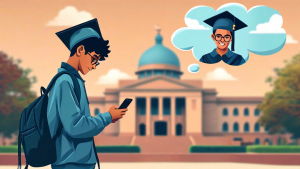 student imagining graduation
